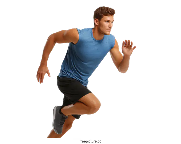 [Transparent Background PNG]Man Running in Athletic Wear on White Background