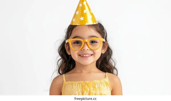 Happy Birthday Girl with Party Hat and Glasses