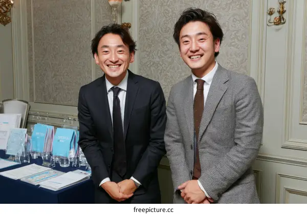 Business Meeting of Asian Men in Formal Wear