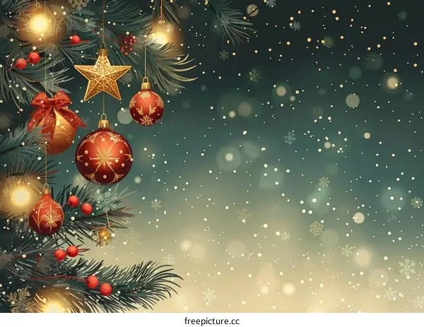 Christmas Tree Decorated with Ornaments and Lights