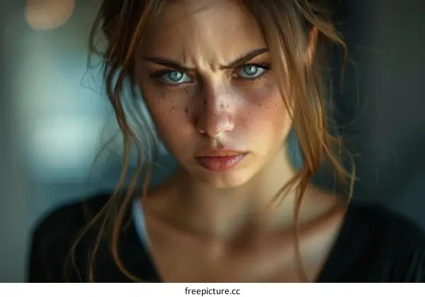 Close-up Portrait of a Caucasian Woman