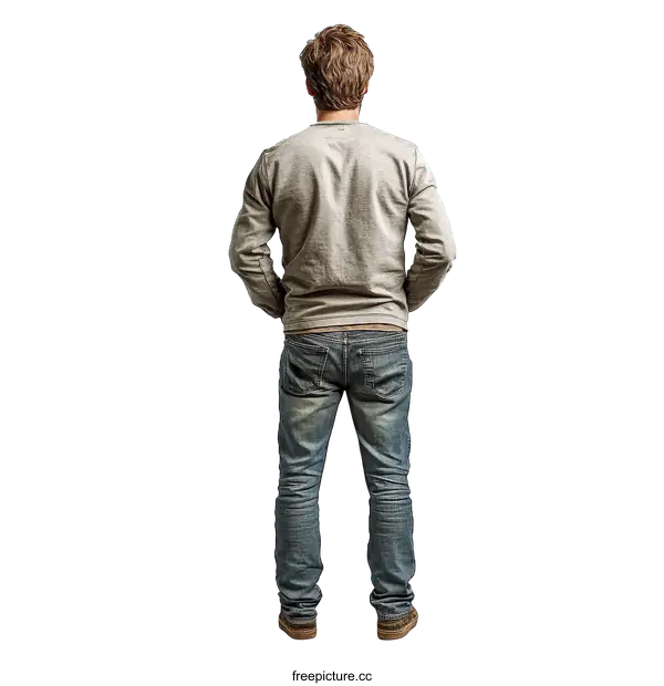 [Transparent Background PNG]Casual Man Back View Stylish Wear