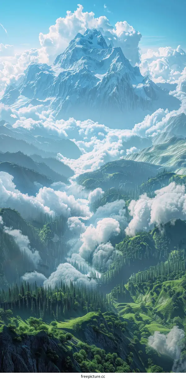 Mountain Valley Landscape Clouds Nature