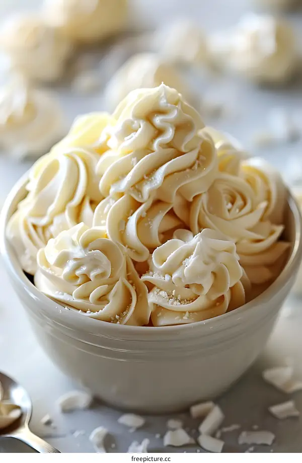 White Chocolate Frosting in a White Bowl