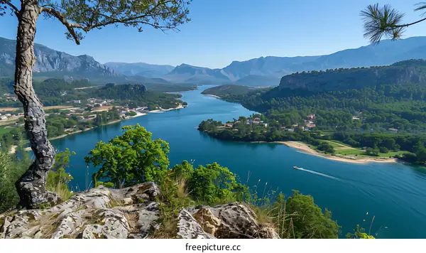 Aerial View of a Lake and Mountains in Croatia