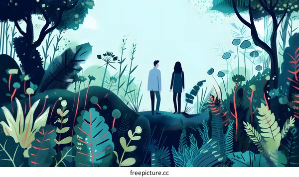 Couple Standing in a Forest