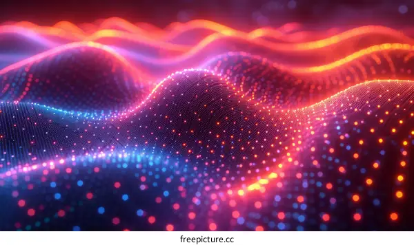 Abstract red and blue glowing wave background