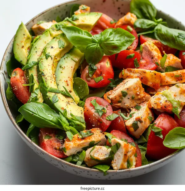 Mouthwatering Grilled Chicken Salad with Avocado and Tomatoes