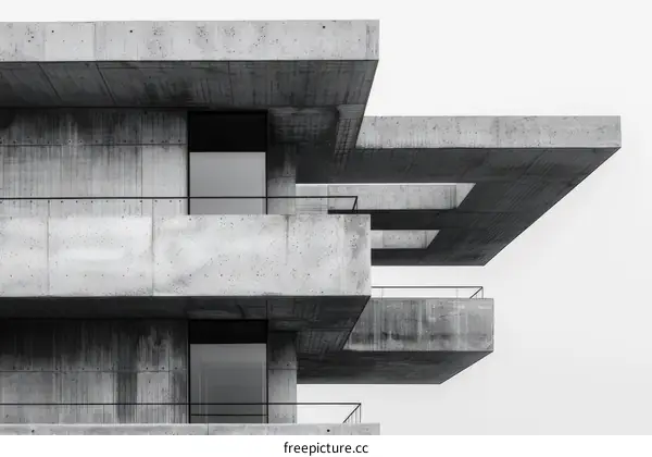 Balcony of a concrete building with a minimalist style