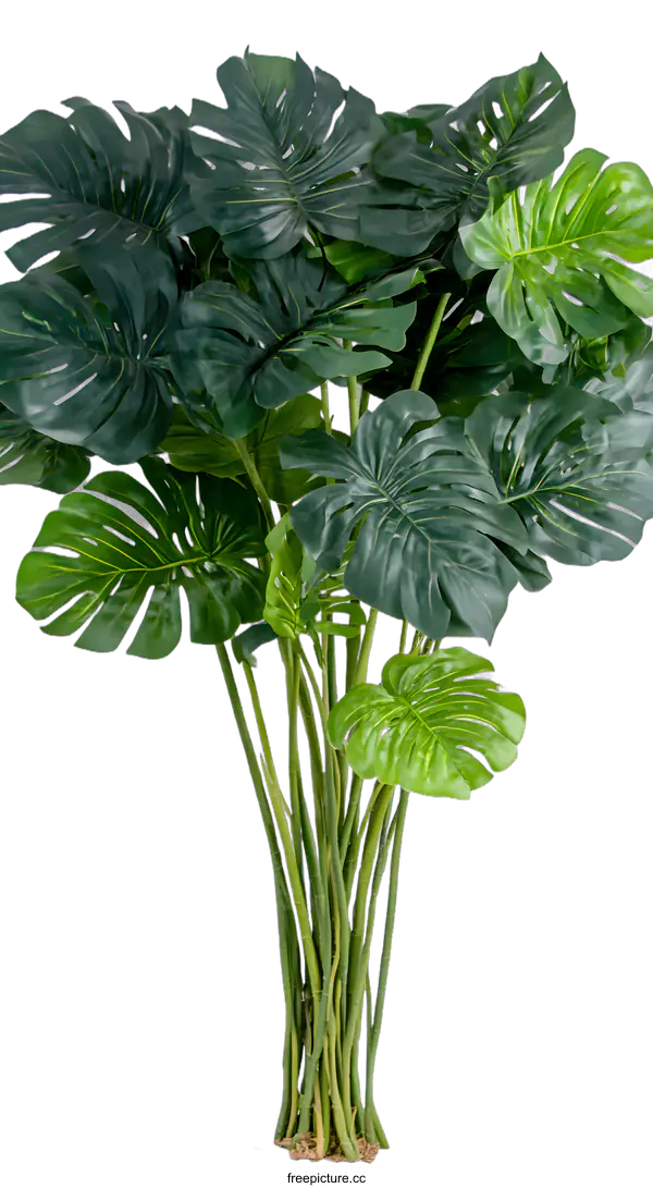 [Transparent Background PNG]Green Monstera Plant on White Background