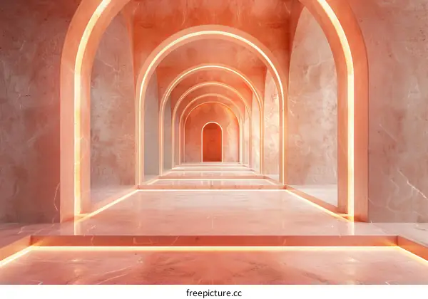 Elegant Pink Archway Corridor Design