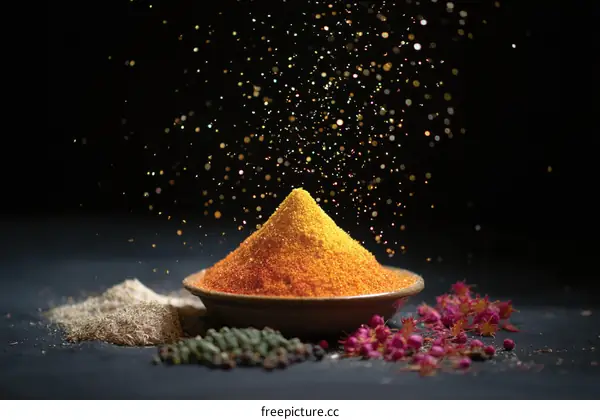 Colorful Spices in a Bowl with Glitter