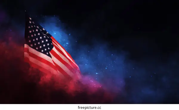 American Flag in Cosmic Background