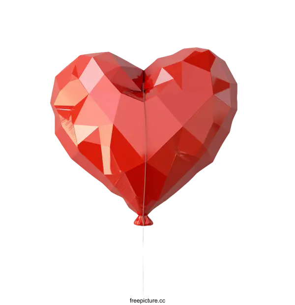 [Transparent Background PNG]Geometric Red Heart Balloon Illustration