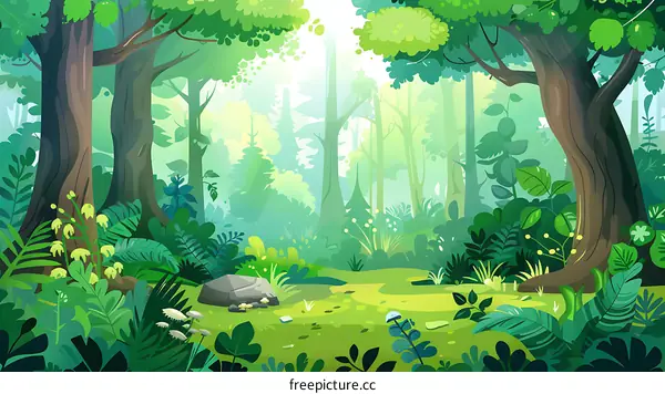 Green Forest Landscape Illustration