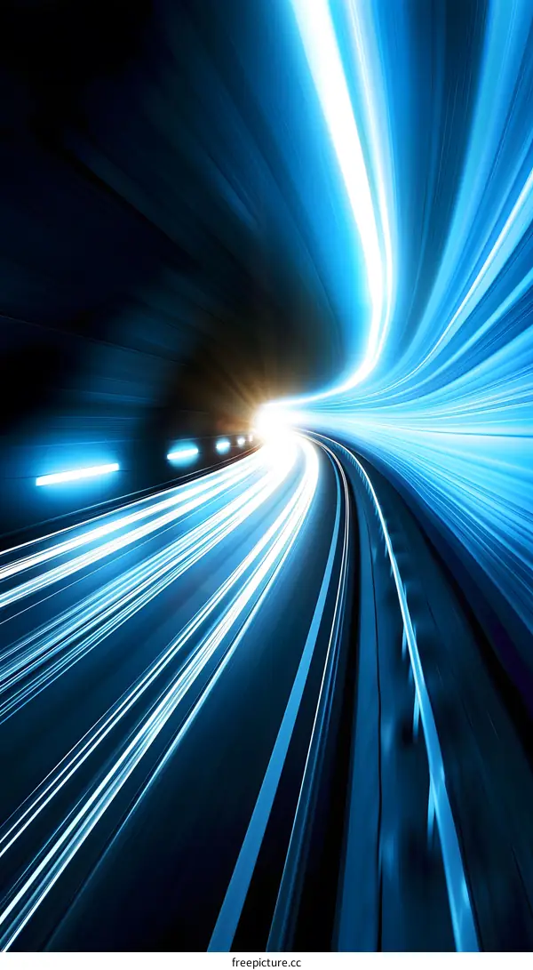 Abstract Blue Speed Lines Tunnel Background