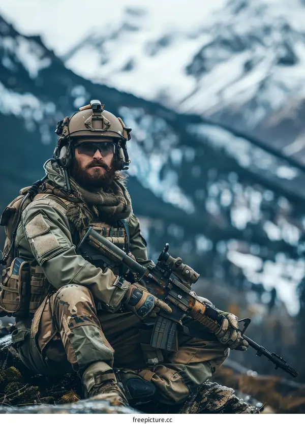 Soldier in the mountains