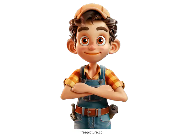 [Transparent Background PNG]builder boy 3d illustration