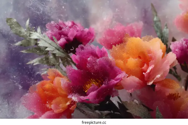 Frozen Flowers in Artistic Arrangement
