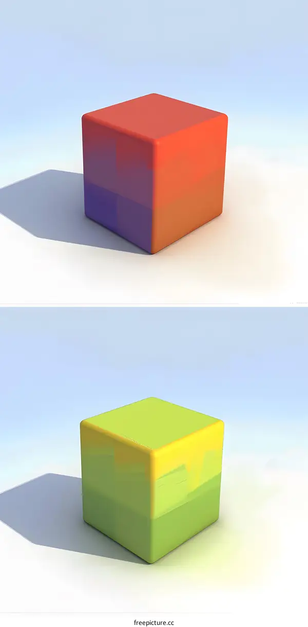 Abstract Colorful Cubes 3D Render