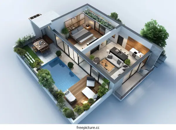 Aerial View of Luxurious Modern Home