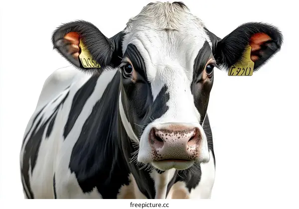 Close Up Portrait of a Black and White Cow