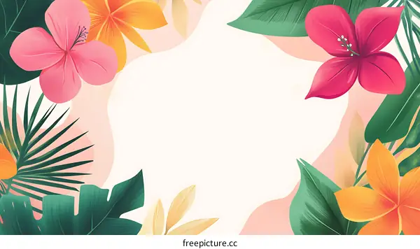Tropical Floral Illustration with White Background