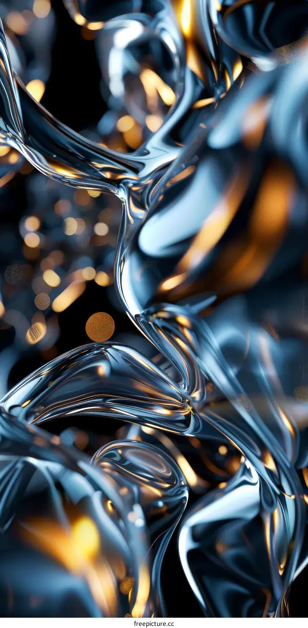 Abstract Blue and Gold Swirling Background