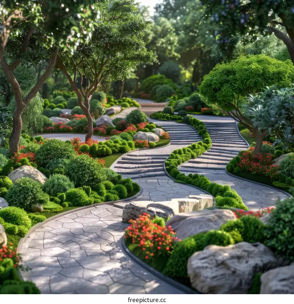 Stunningly Designed Garden Pathway Illustration