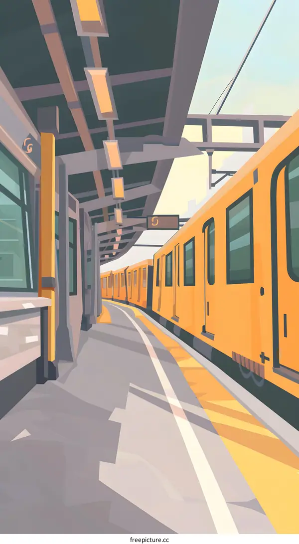 Subway Train Station Platform Illustration