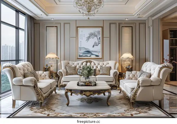 Luxurious Living Room in a Stunning Mansion