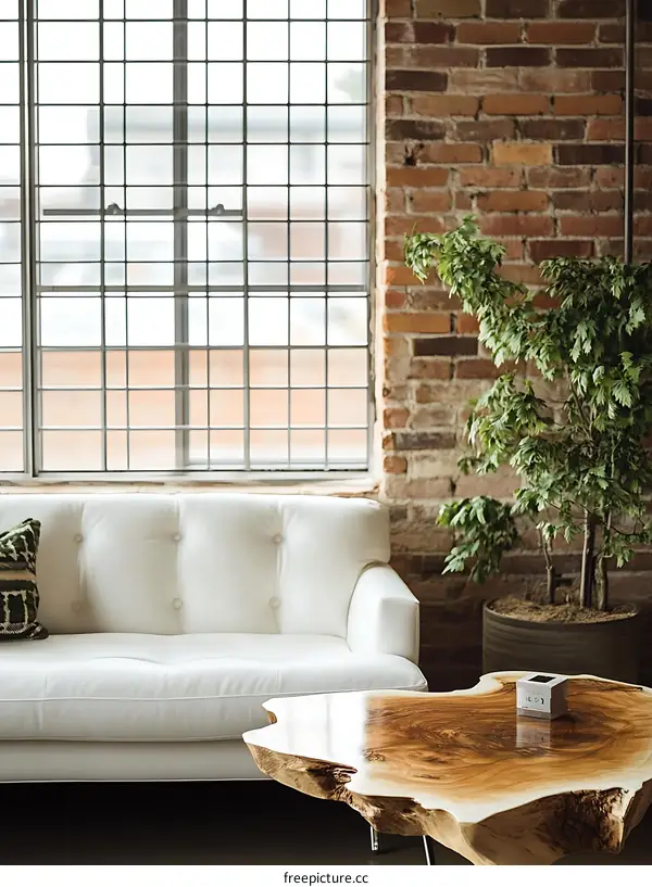 Modern Loft Living Room with Exposed Brick