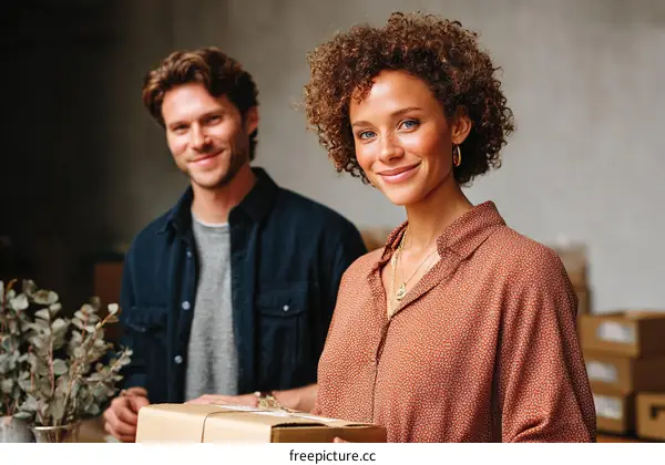 Two diverse colleagues working together in a modern workspace