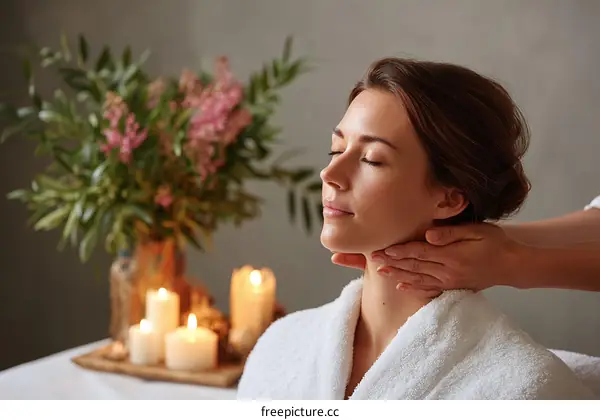 Relaxing Neck and Shoulder Massage in a Spa