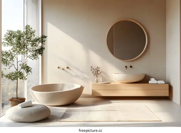 Minimalist Bathroom Interior Design with Bathtub and Sink
