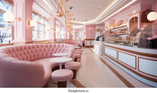 pink modern cafe interior design