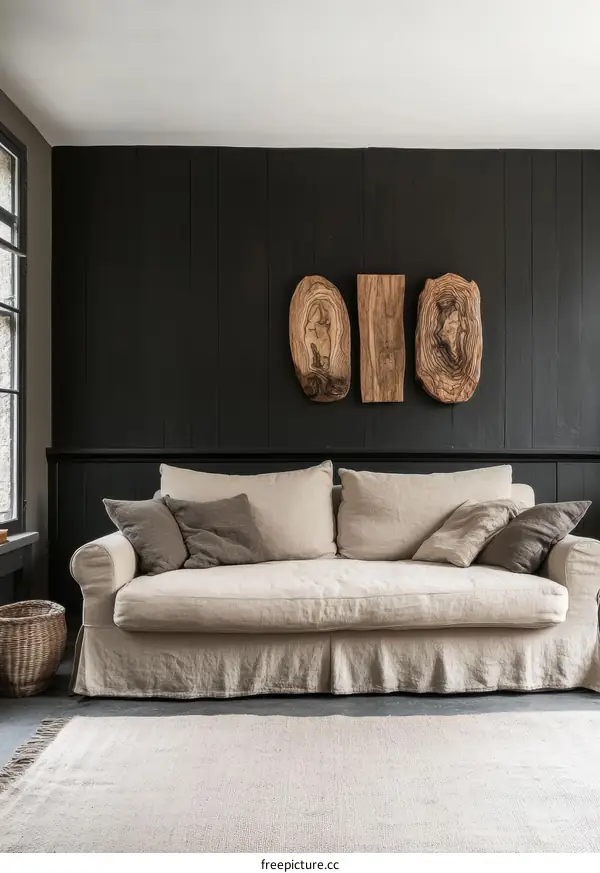 Modern Farmhouse Living Room Featuring a Beige Sofa