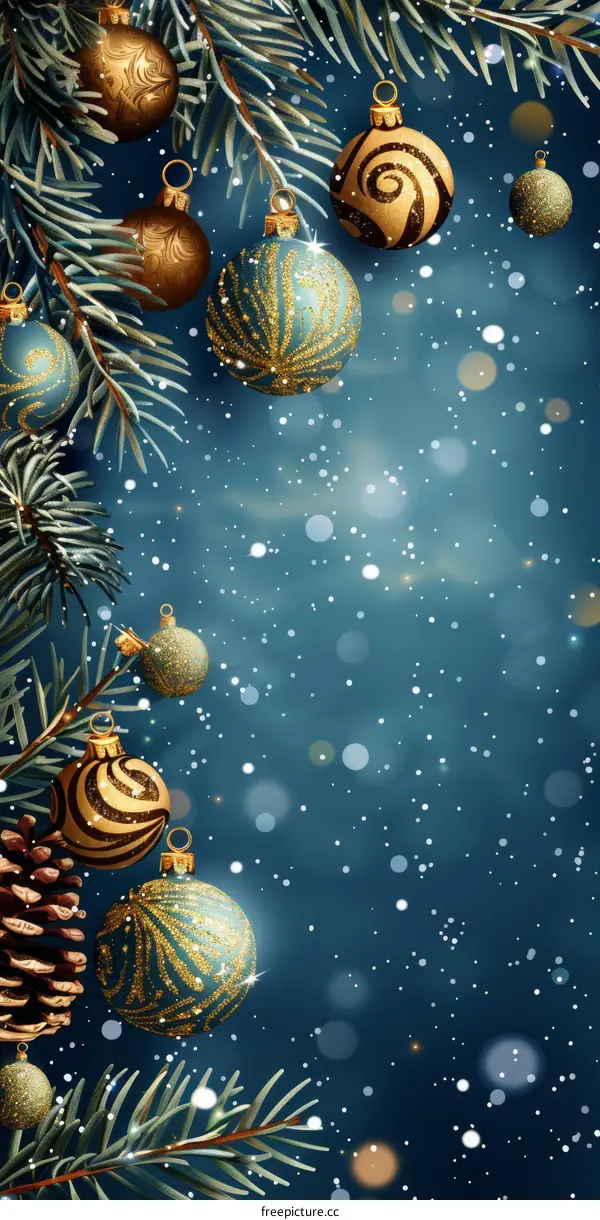 Blue and Gold Christmas Tree Ornaments