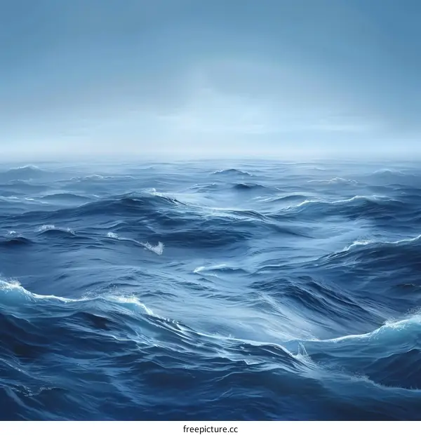 An illustration of a vast and汹涌澎湃的海洋