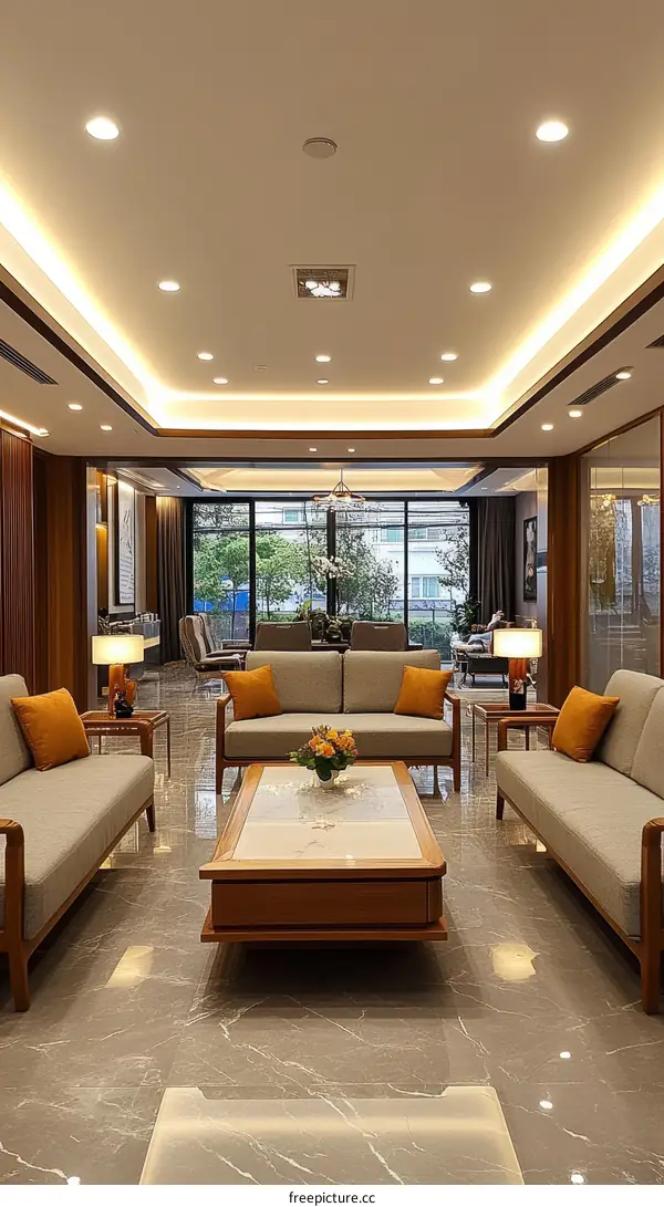 Modern Living Room Interior Design with Wooden Furniture