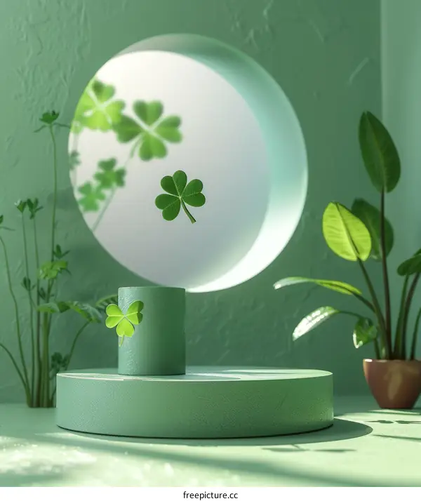 Green still life with clovers