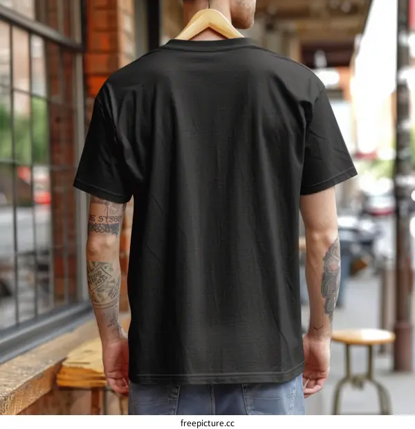 Black T-shirt on a clothes hanger