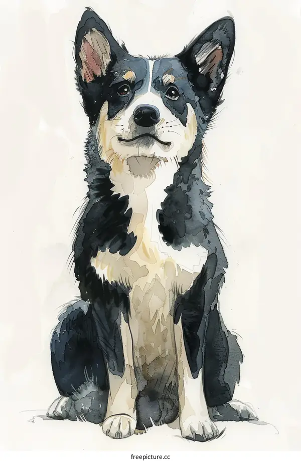 Watercolor painting of a dog