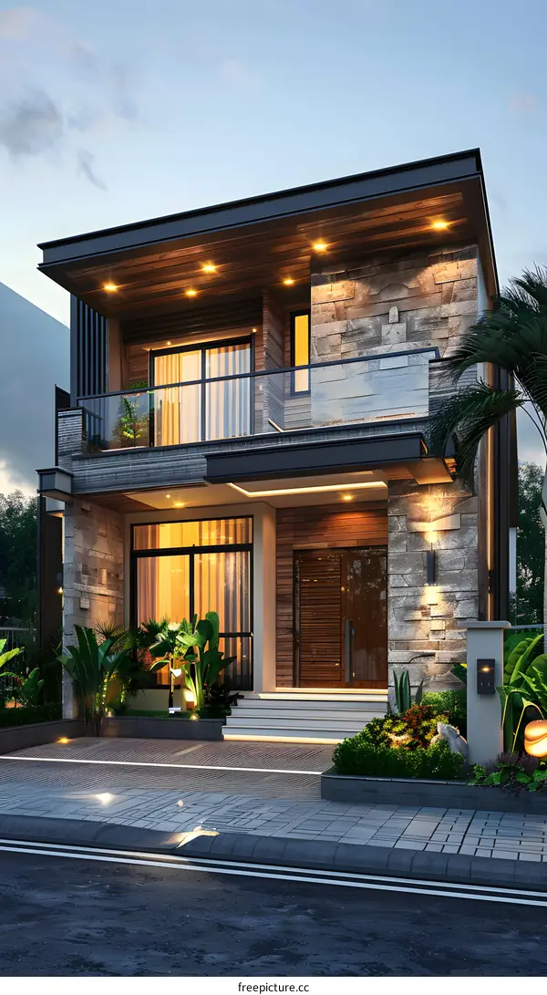 A Modern House with Palm Trees