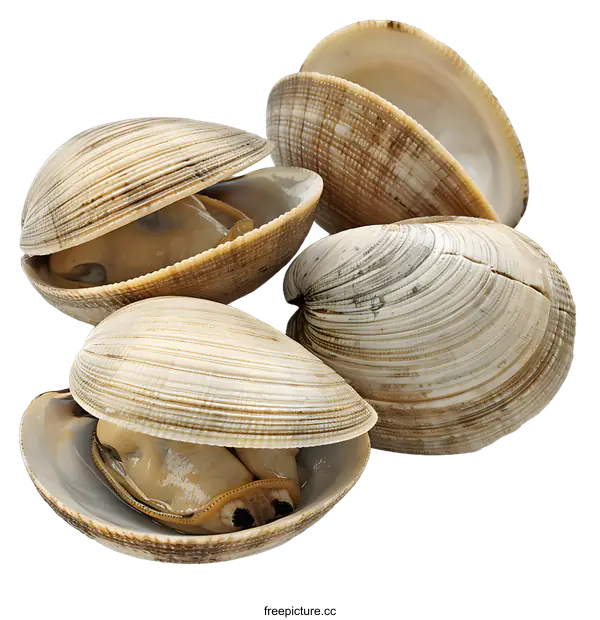 [Transparent Background PNG]Fresh Clams on White Background