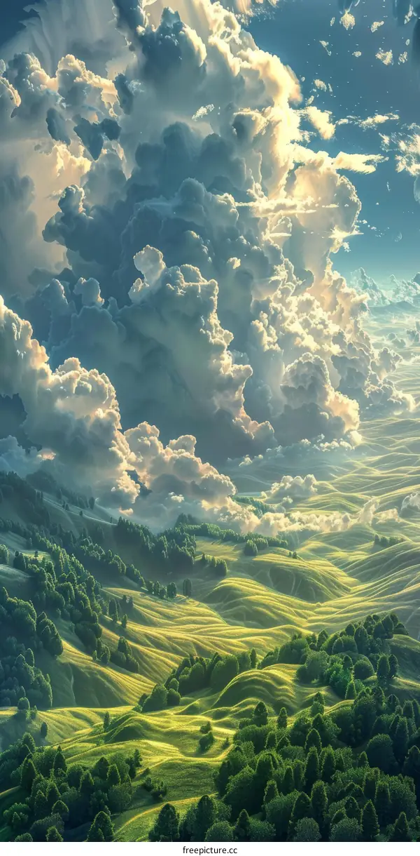 Stunning Landscape of Rolling Hills and Cloudscape