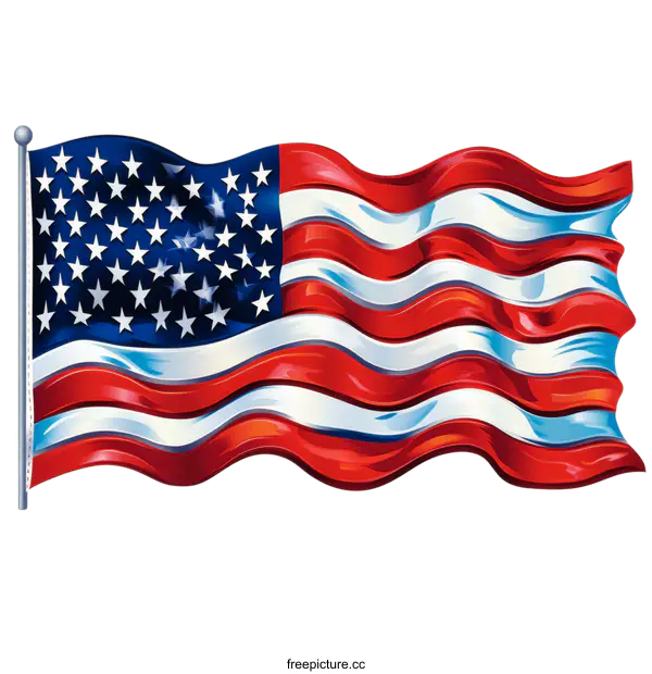[Transparent Background PNG]Waving American Flag Illustration