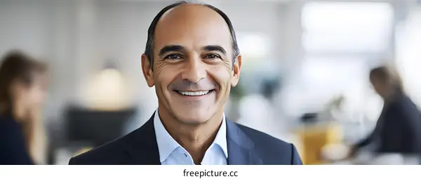 Smiling Businessman Portrait In Office Setting