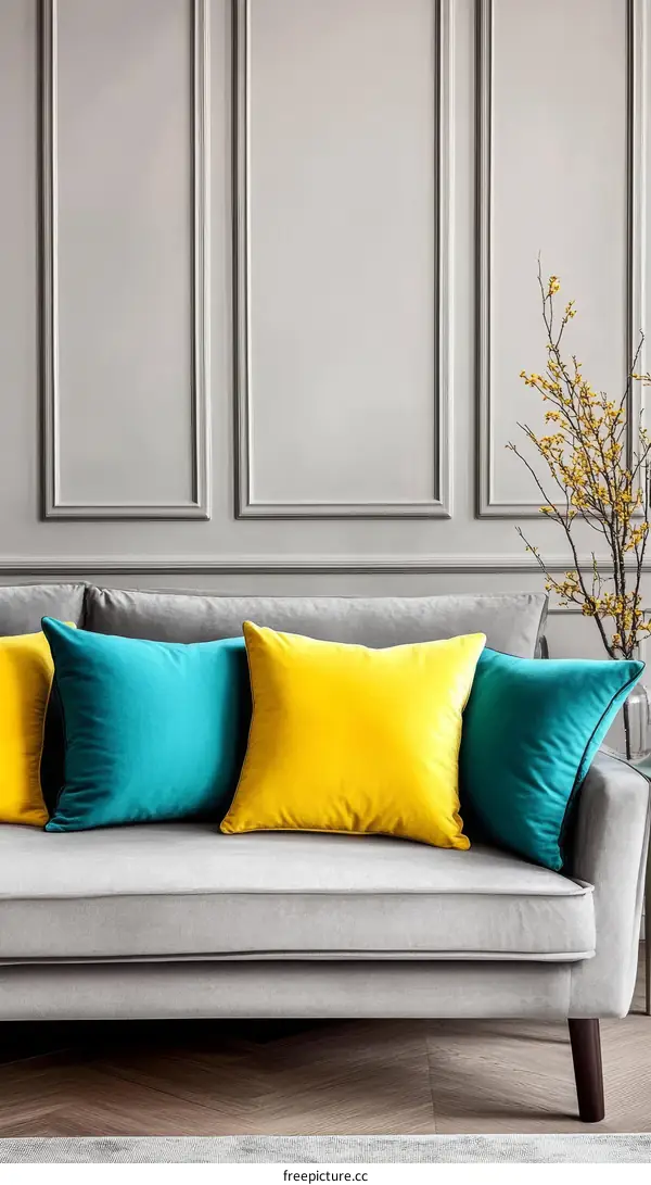 Stylish Sofa with Vibrant Cushions