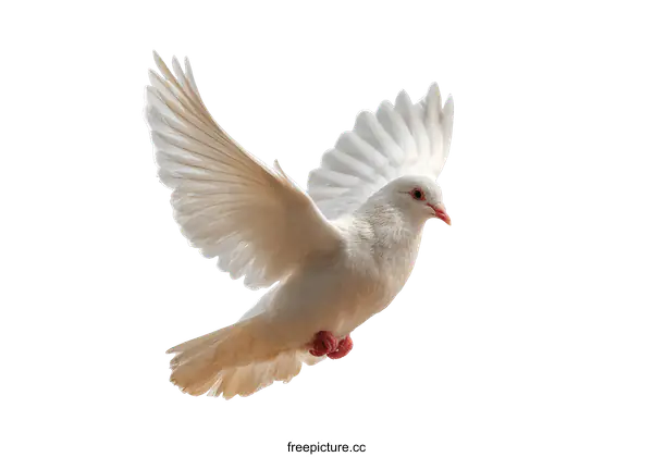 [Transparent Background PNG]White Dove in Flight Against White Background